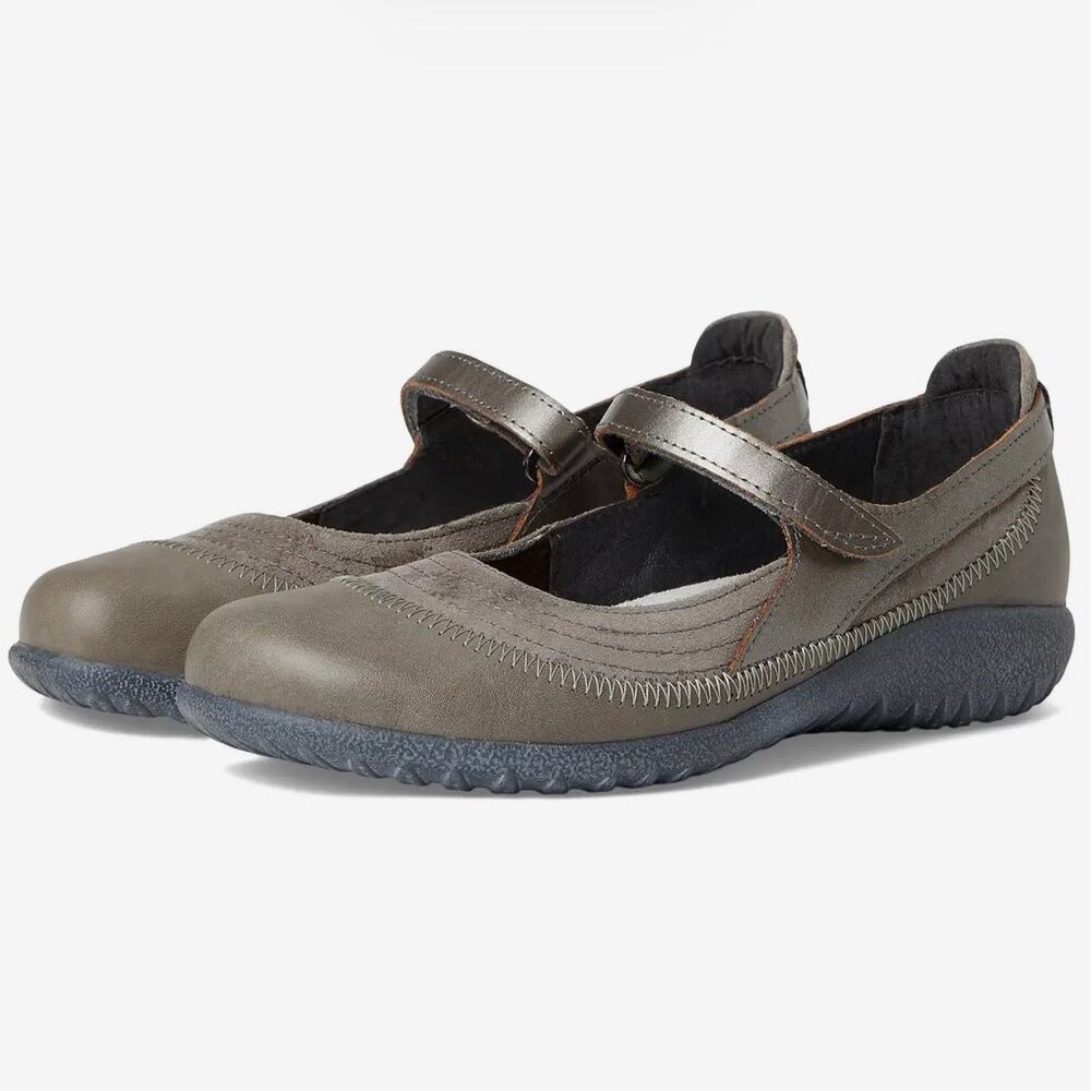 Naot Kire Mary Jane Women’s Gray Leather Flat Size 12 NWOB